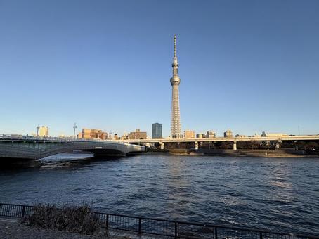 Sumida River, Kototoi Bridge, and Tokyo Skytree, JPG