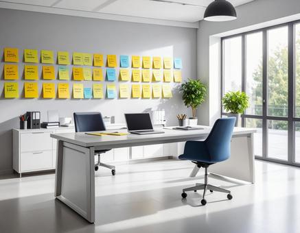 付箋紙でアイディアを出している風景の写真