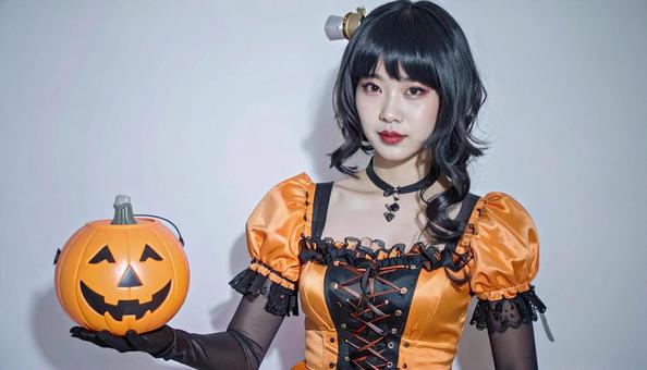 ハロウィンの仮装 女性 パンプキンドレス ハロウィンの仮装 女性 パンプキンドレスの写真