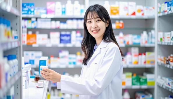 笑顔で働く薬剤師 笑顔で働く薬剤師の写真