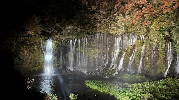 白糸の滝ライトアップ 白糸の滝,富士宮,静岡の写真素材