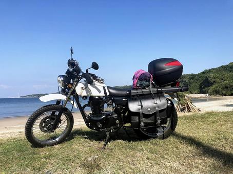 旅 旅 オートバイ,旅,海の写真素材