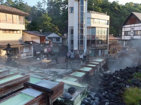 草津温泉 湯畑 草津温泉,湯畑,下側の写真素材
