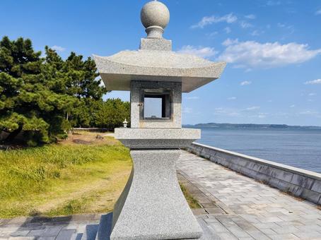 灯篭 晴れ,コンクリート,灯篭の写真素材