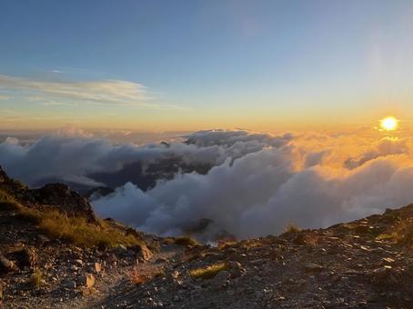 Photo, view from yarigatake, mountain, sky, 