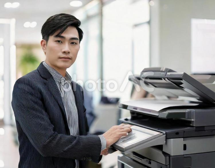 新入社員・コピーをとる 新入社員,4月,コピーの写真素材