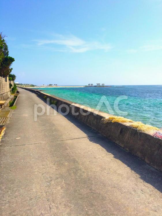 沖縄海への道 沖縄,夏,7月の写真素材