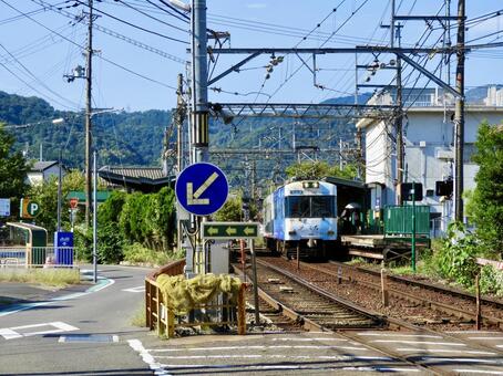 京阪石山坂本線三井寺駅前 石山坂本線,京阪電車,京阪の写真素材