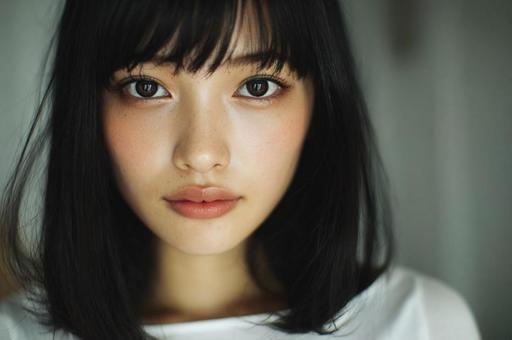 微笑の美しい黒髪日本女性 微笑の美しい黒髪日本女性の写真