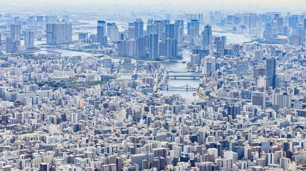 東京スカイツリーから見た風景｜16:9 街並み,東京,自然の写真素材