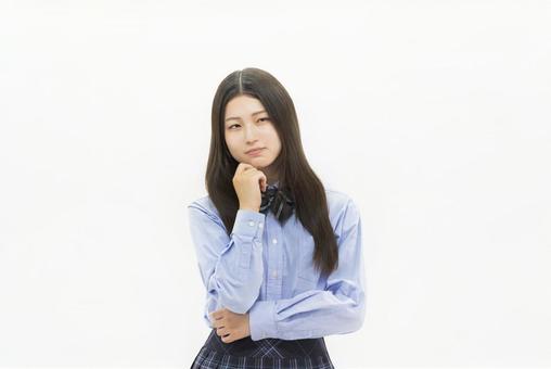 女子高生 受験生 悩む 女子高生 受験生 悩む 中学生,高校生,考えるの写真素材