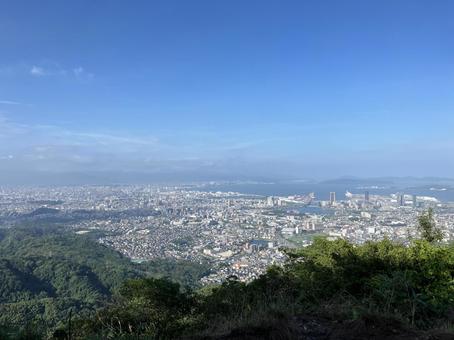 立花山から見る福岡市 立花山から見る福岡市 福岡市,立花山,山頂の写真素材