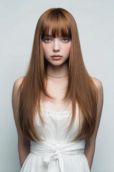 ヘアモデル　ストレートロングヘアの写真