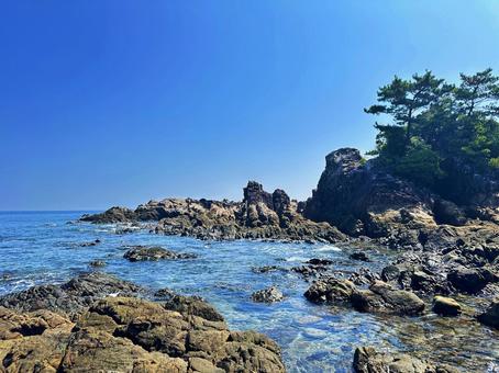 海岸　夏の海 海岸,夏の海,磯の写真素材