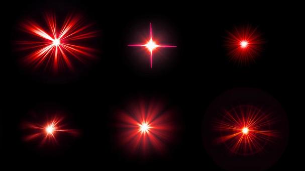 光のフレアエフェクト素材セット　赤 光,フレア,閃光の写真素材