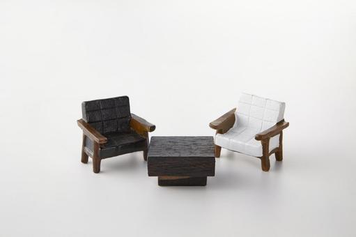 対談イメージ 椅子,2脚,机の写真素材