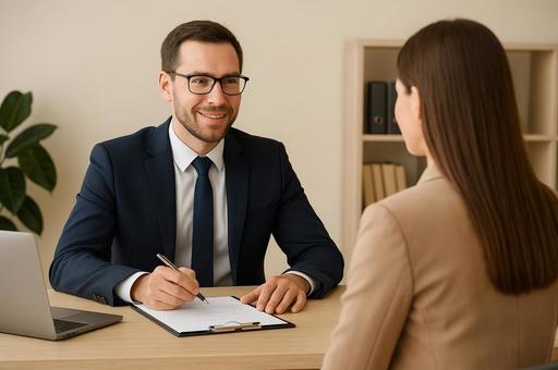 入社面接をする人の写真