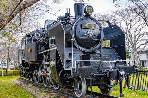 展示されているC11　蒸気機関車の写真