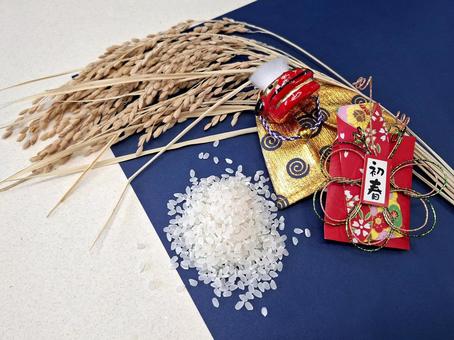 お正月イメージ五穀豊穣の新米_2 正月,米,お米の写真素材