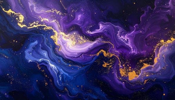 紫と金の流れる抽象アート 紫と金の流れる抽象アートの写真