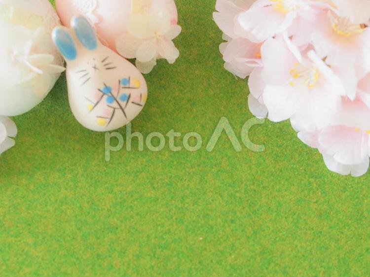 イースターの日に　グリーンさくら イースター,うさぎ,イースターエッグの写真素材