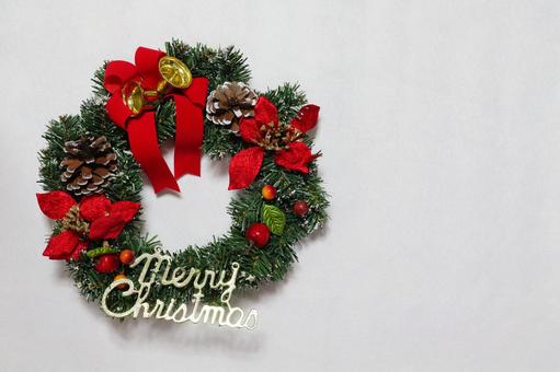 クリスマスリース　白 クリスマス,クリスマスイブ,メリークリスマスの写真素材