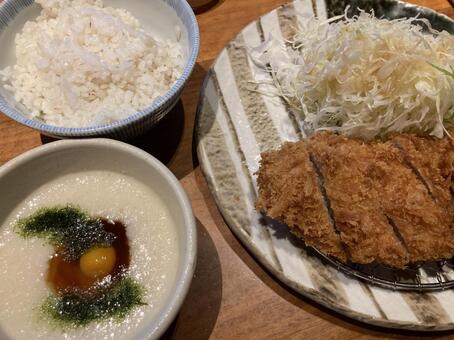 とんかつセット 食材,とんかつ,豚の写真素材