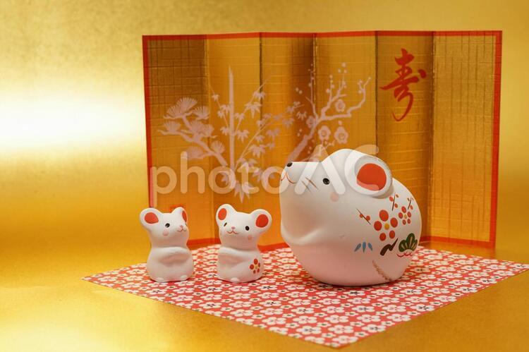 ねずみ年年賀状素材（年賀状素材・正月素材） 年賀状素材,子年,ねずみ年の写真素材