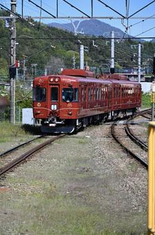 富士登山鉄道　富士急行線 富士山,青空,鉄道の写真素材