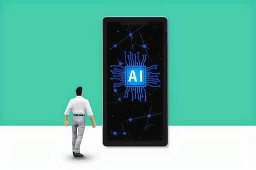 スマホとAIのイメージ画像 ai,エーアイ,人工知能の写真素材