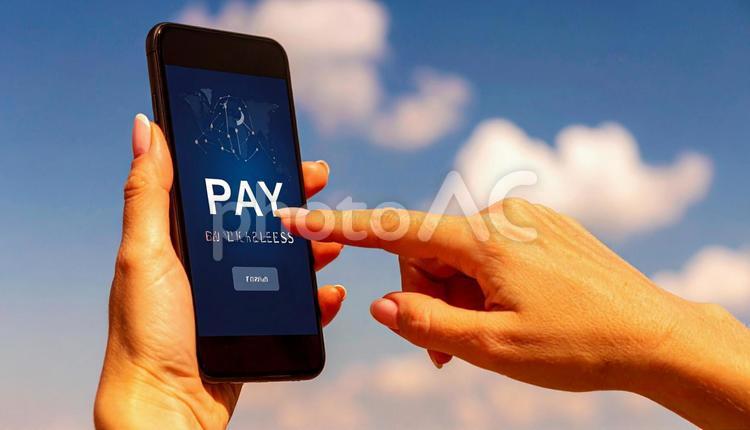 オンラインでの支払いイメージ 携帯電話,オンライン,ペイの写真素材