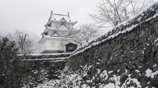 雪の宇和島城天守 城,城山,宇和島城の写真素材