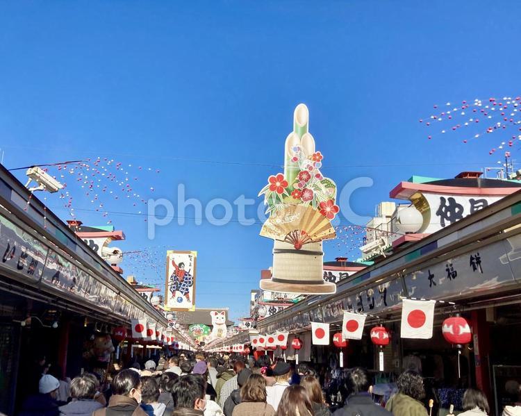 東京風景・浅草仲見世 浅草仲見世,謹賀新年,正月の写真素材