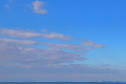 海　青空　雲　鳥 海,空,青空の写真素材