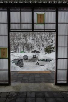 土合駅 土合駅 土合駅,銀世界,車の写真素材