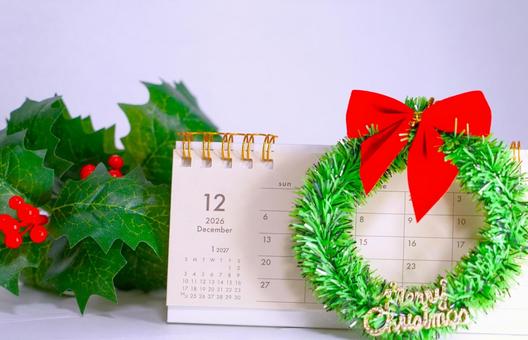 柊、リース、カレンダー クリスマス,リース,柊の写真素材