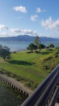 琵琶湖のほとり 琵琶湖のほとり 琵琶湖,景色,晴れの写真素材