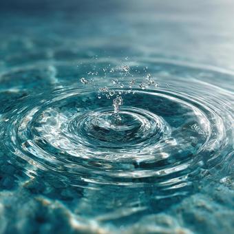 夏のプールや海を思わせる涼しげな水の表現の写真