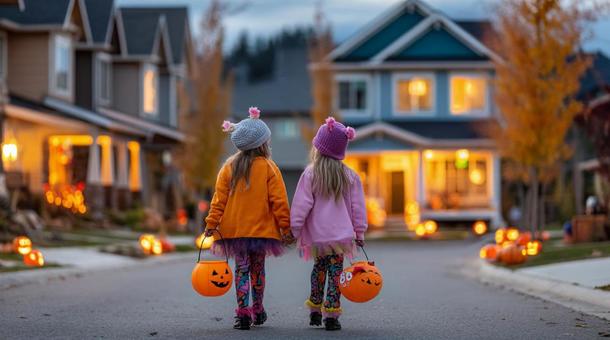 ハロウィンを楽しむ子供 ハロウィンを楽しむ子供の写真