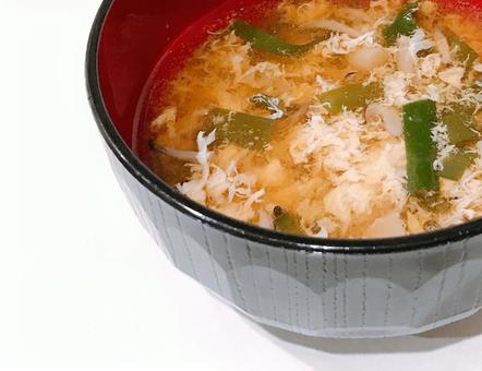 ニラ玉スープ ニラ玉スープ,にら玉スープ,にら玉の写真素材