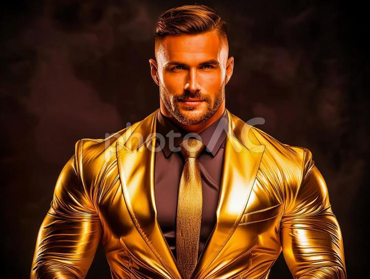 取引先のマッチョ社長 マッチョ,ボディビルダー,スーツの写真素材