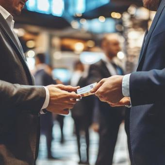 名刺交換をするビジネスマンの手元の写真