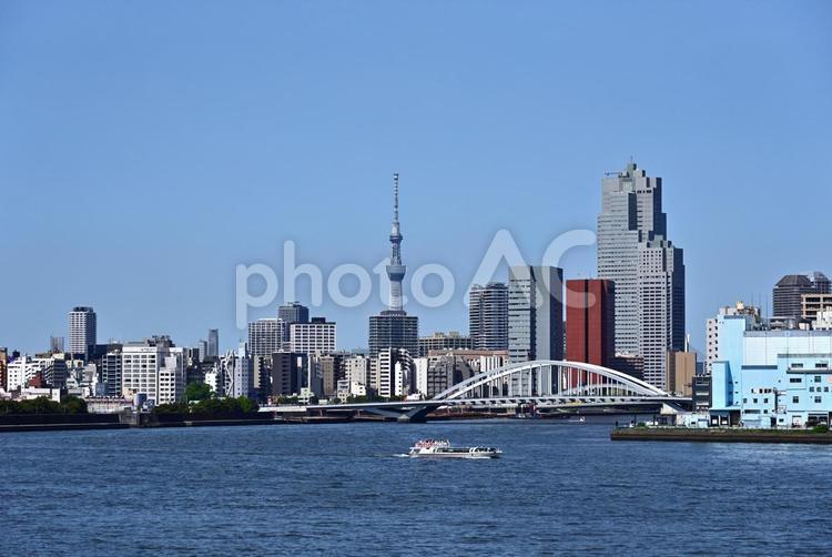 東京港～築地大橋、隅田川、スカイツリー～ 東京港,隅田川,東京スカイツリーの写真素材