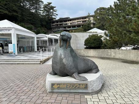 城崎マリンワールドのトド 城崎マリンワールドのトド 水族館,トド,モニュメントの写真素材