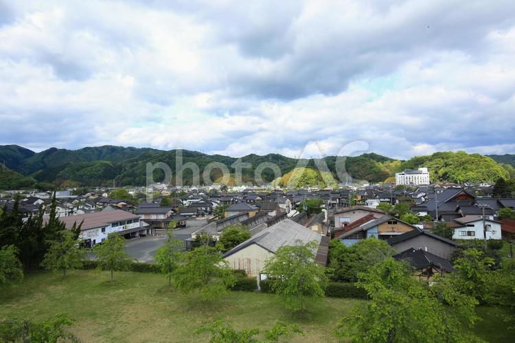 兵庫県勝岡市　出石城　二ノ丸跡からの風景 二ノ丸跡,街並み,出石の街並みの写真素材