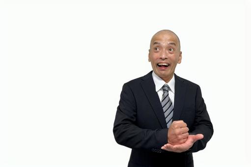 拳で手のひらを叩いて閃いた笑顔の中年男性 男性,ビジネス,スーツの写真素材