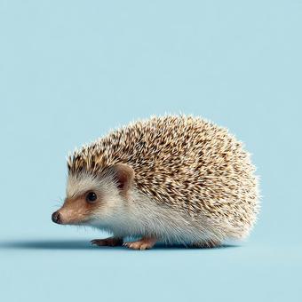青色バックのハリネズミの素材写真の写真