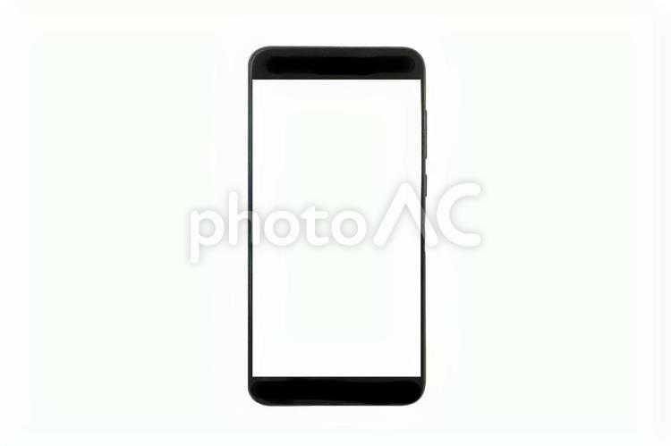 白い背景のシンプルなスマートフォンの素材 スマートフォン,スマホ,携帯電話の写真素材