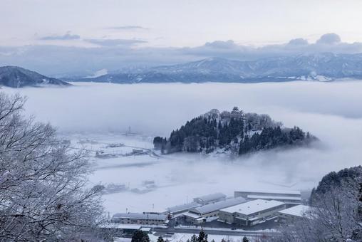 冬の越前大野城 越前大野城,福井,大野市の写真素材