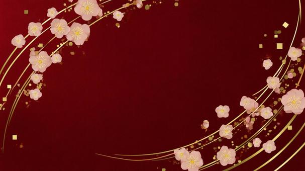 梅と金の曲線背景 梅と金の曲線背景の写真